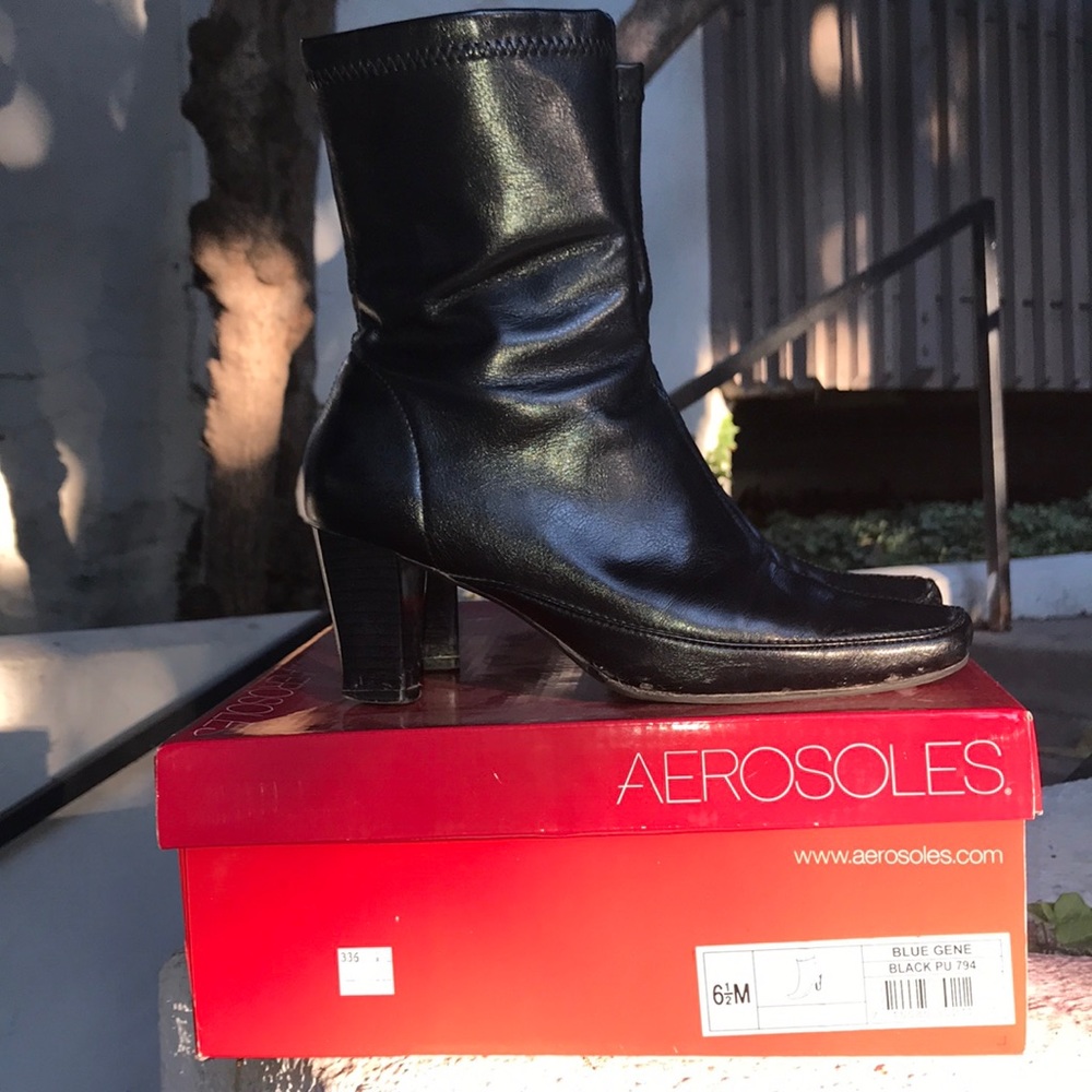 Black leather boots